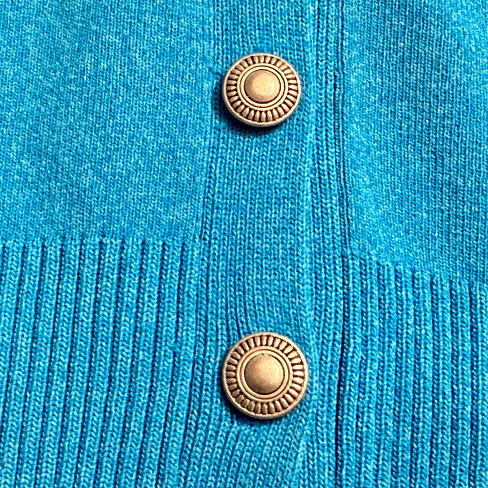Fresh Twist Blue 3/4 Sleeve Cardigan‎ & Sleeveless Sweater Top Women's Size L - Picture 10 of 16